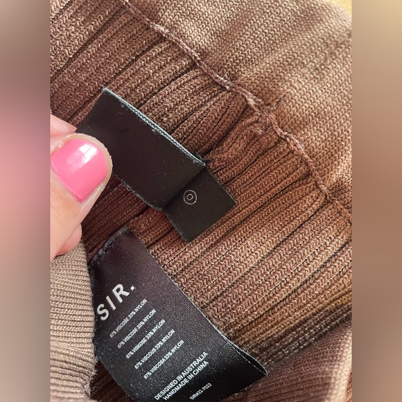 SIR THE LABEL Sylvie Chocolate Brown Ribbed Flare Slit Pants Size 2 - Picture 11 of 12